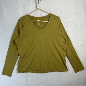 Sonoma Tee Shirt Women's XL Green Crew Neck Long Sleeve Everyday Tee 100% Cotton